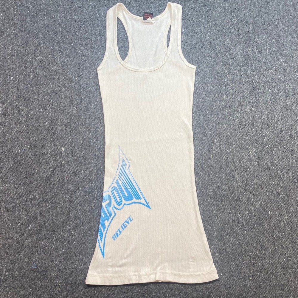 Tapout Tank Top Sz M Womens White Y2K Grunge Ribbed Racerback Graphic MMA Skater